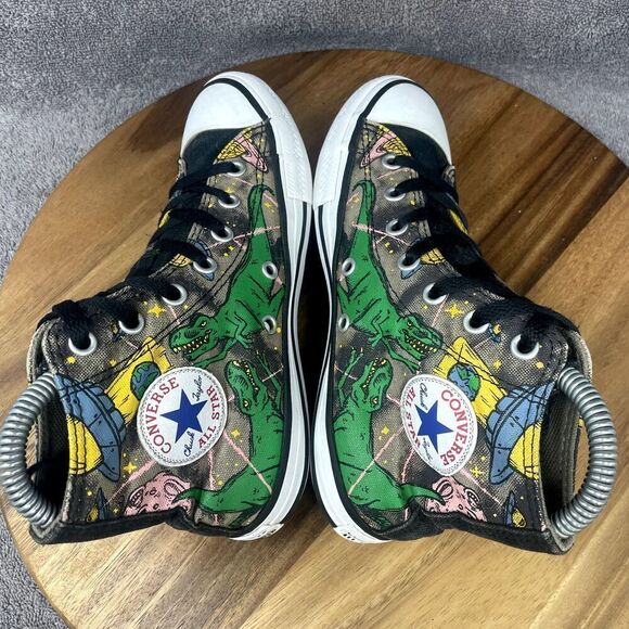 Converse Hi T-Rex Dinoverse High Top Shoes Sneakers Green Kids Size 2 - Picture 5 of 8